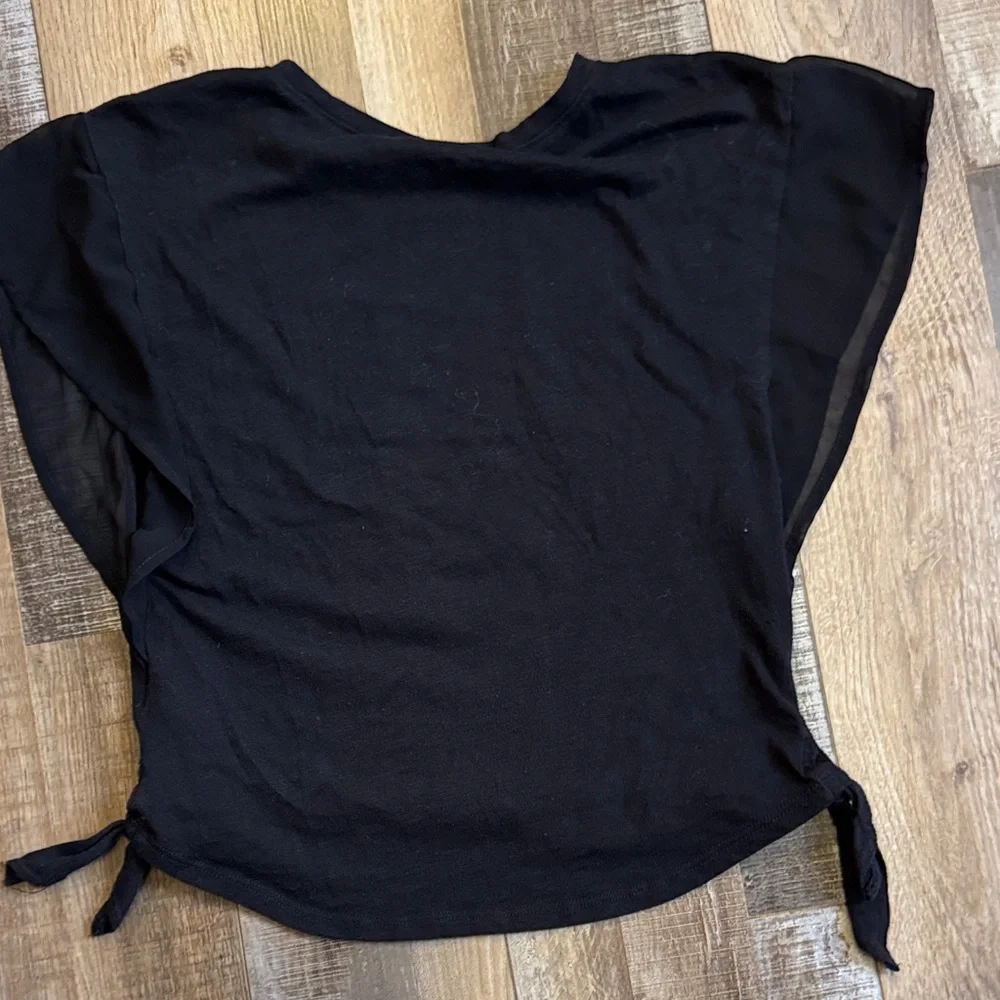 Justice Black Short-Sleeve Tee with Neon Rainbow Heart & Floral Embroidery